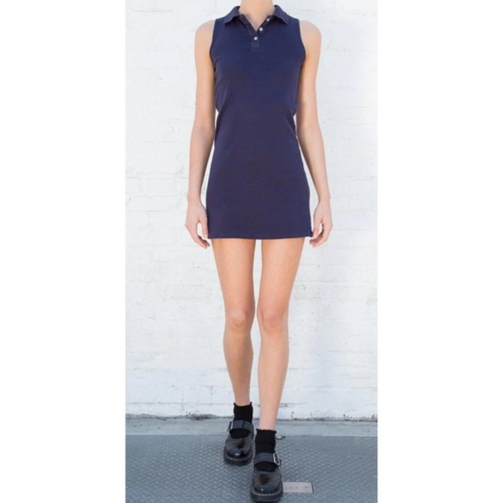 navy brandy melville collared mini dress one size